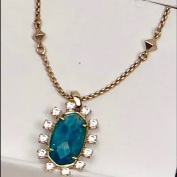 NEW 💯KENDRA SCOTT AQUA APATITE BRETT NECKLACE - Picture 4 of 4